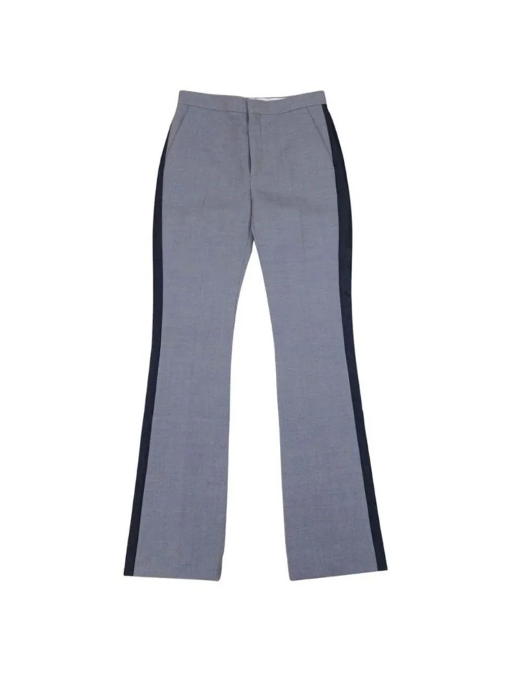 Louis Vuitton Satin Side Line Trousers Flare Silhouette Pants Wool Navy 34